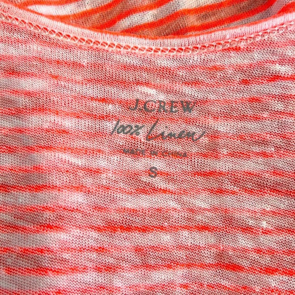 J CREW -Striped Neon Orange 100% linen Tank Top - Picture 2 of 6